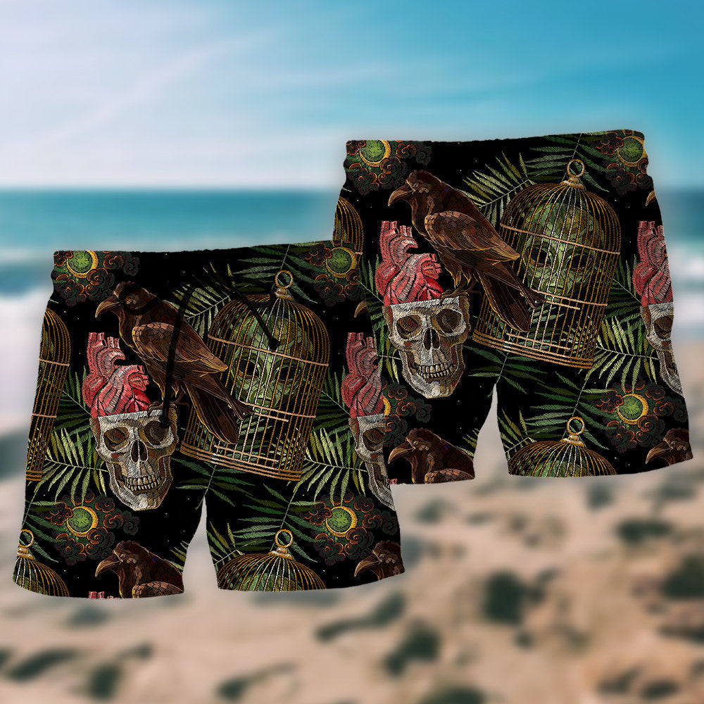 Cool Alien Skull Sci Fi Beach Shorts Print View For Coastal Escapes And Casual Outings