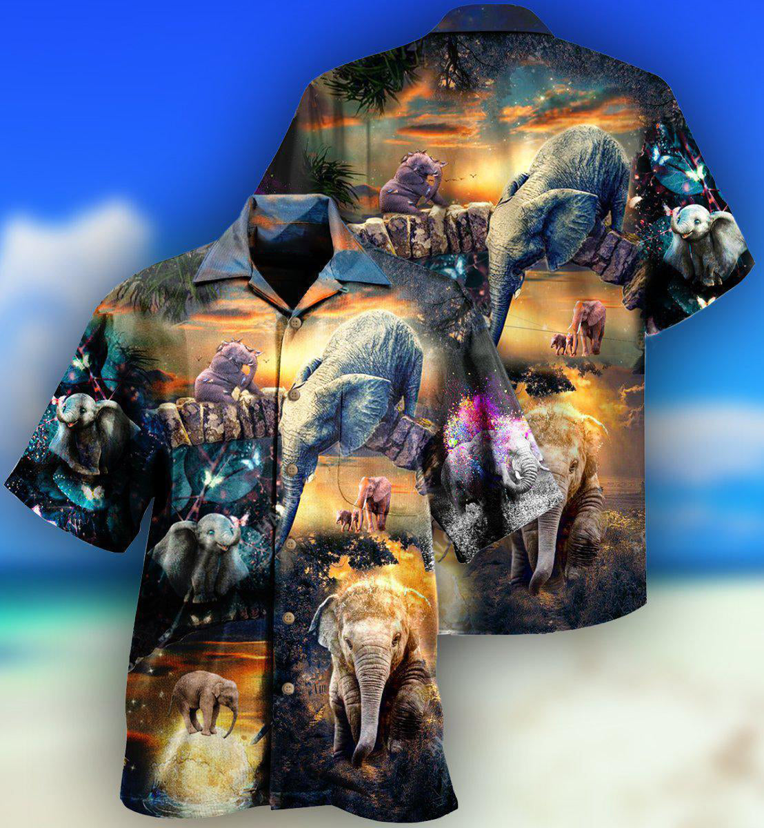 Elephant Hawaiian Shirt With All Over Print For Beach Days Resort Trips And Relaxed Everyday Style