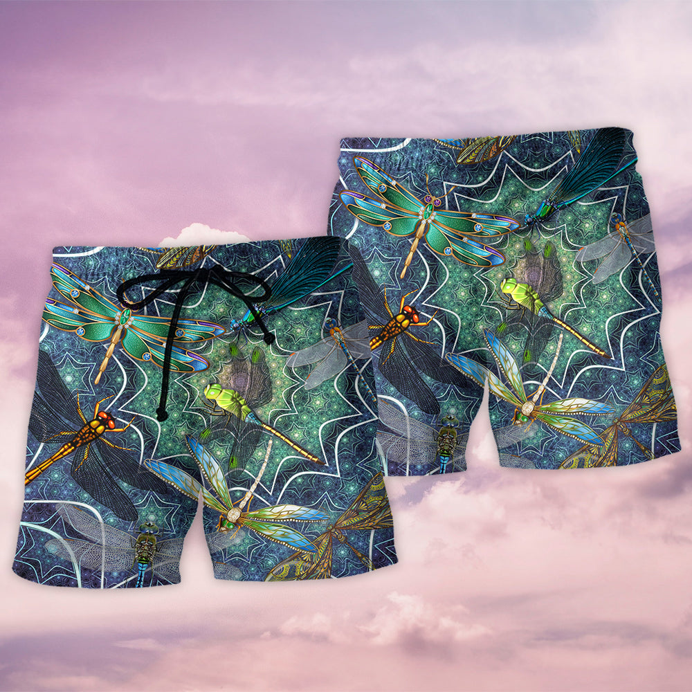 Dragonfly Love Life Nature Beach Shorts Pattern View For Coastal Holidays And Casual Activities