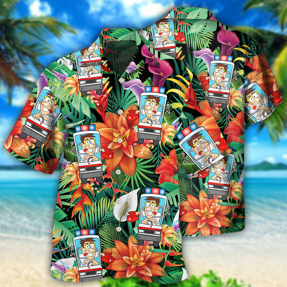 Tropical Ambulance Driver Hawaiian Shirt For Resort Trips, Coastal Parties, And Warm Weather Style