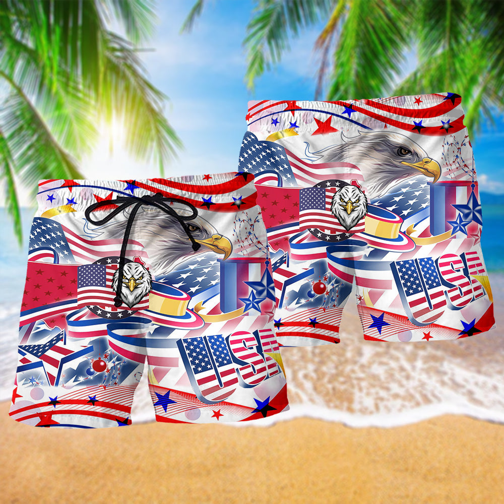 Americana Eagle Beach Shorts Pattern Detail For Sunny Day Adventures And Comfortable Daily Use