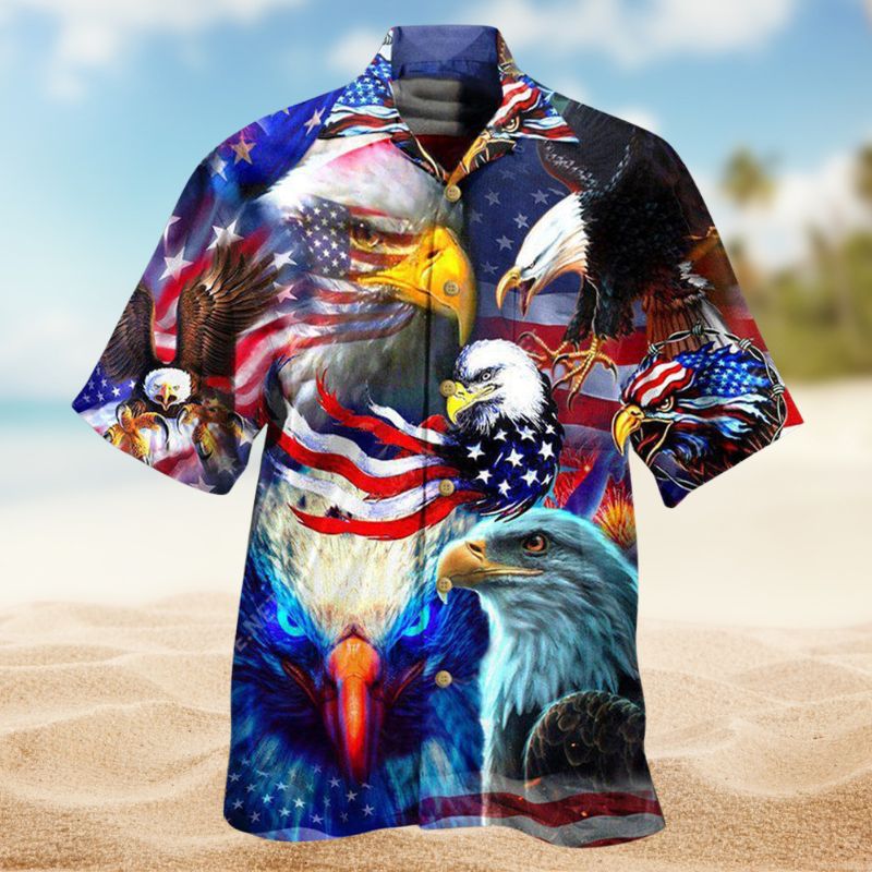 American Eagle Soar Hawaiian Shirt For Island Vacations, Resort Wear, And Relaxed Seasonal Style