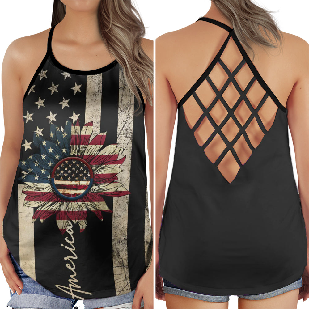 America Independence Day Happiness Black Hollow Tank Top For Yoga Workouts And Casual Wear