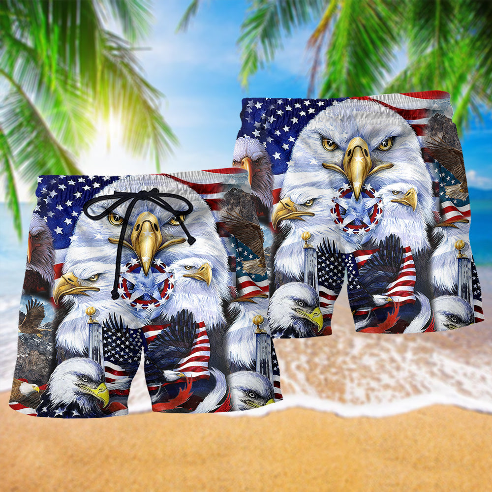 Americana Beach Shorts Pattern Detail For Summer Travel And Weekend Casual Style