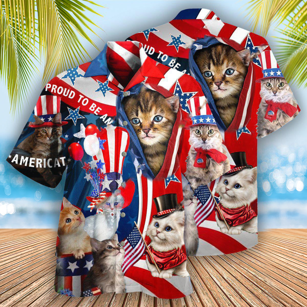 Cat American Proud Hawaiian Shirt For Vacation Days And Relaxed Coastal Outings