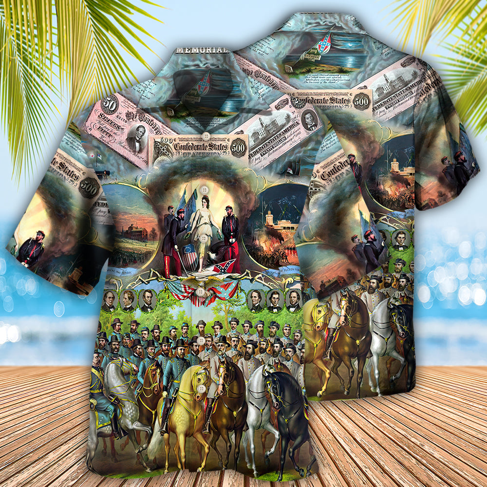 American Civil War Historical Hawaiian Shirt For Summer Celebrations, Resort Days, And Relaxed Everyday Wear