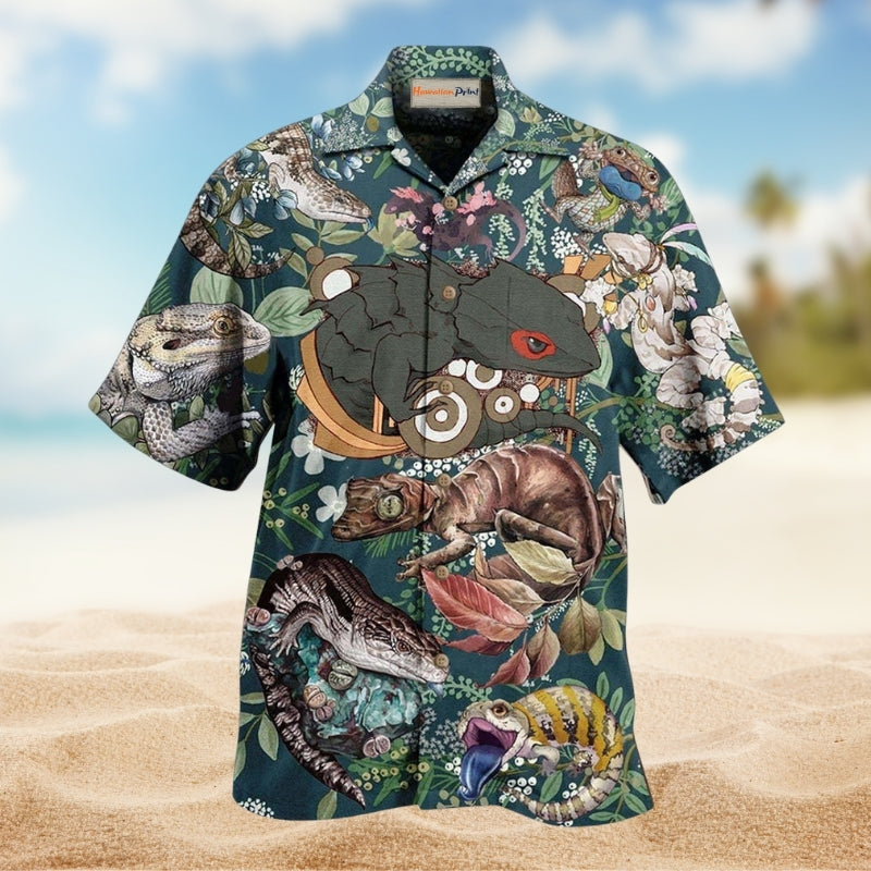 Cute Reptile Love Reptile Hawaiian Shirt For Tropical Travel Outdoor Parties And Relaxed Casual Wear