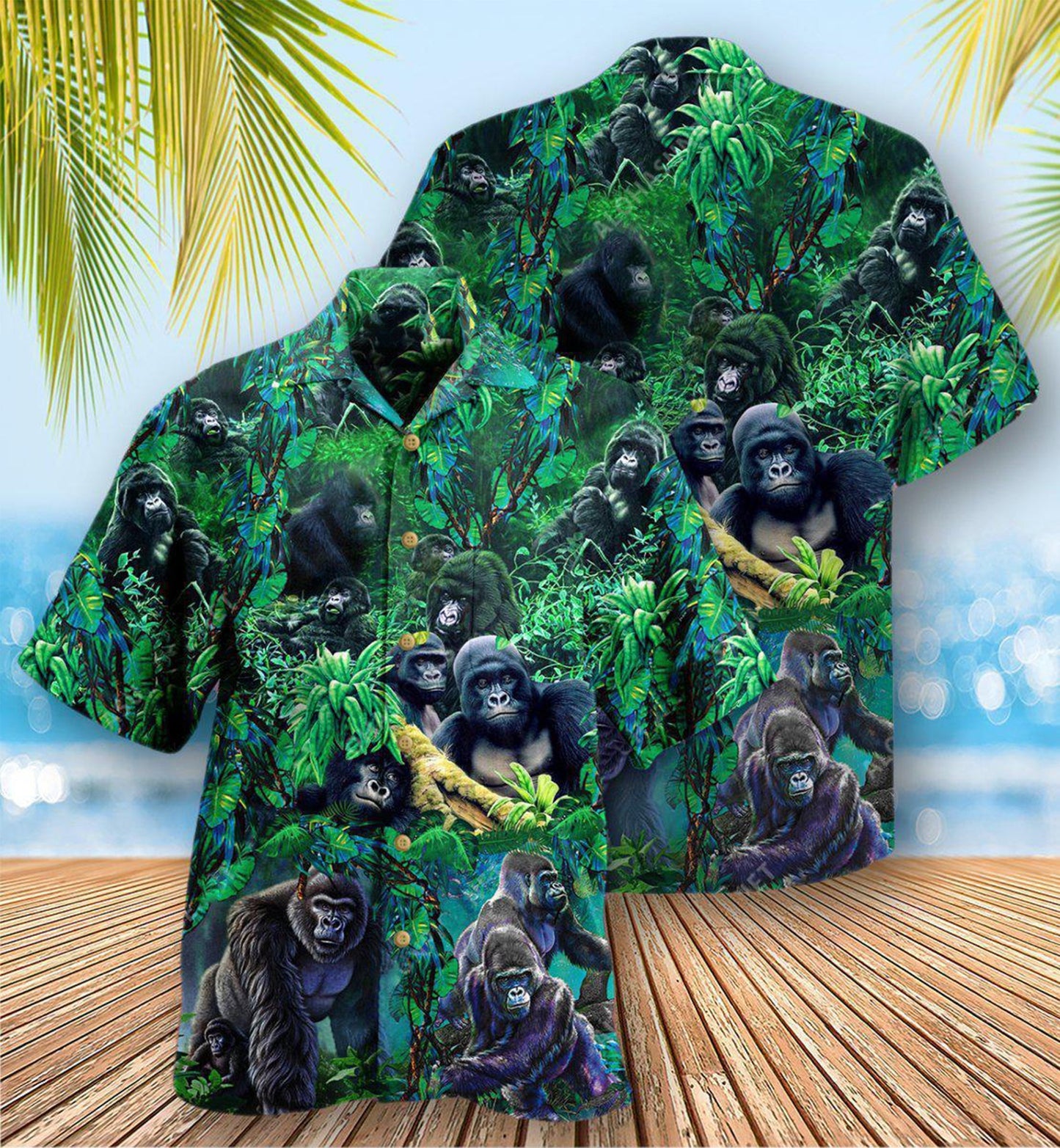 Gorilla Animals Family Gorillas Jungle Together Hawaiian Shirt For Resort Getaways And Comfortable Summer Activities