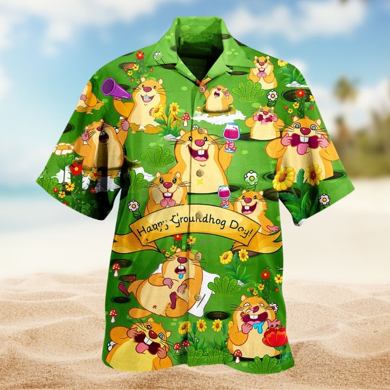 Animals Groundhog Hawaiian Shirt For Tropical Holidays, Outdoor Gatherings, And Everyday Comfort