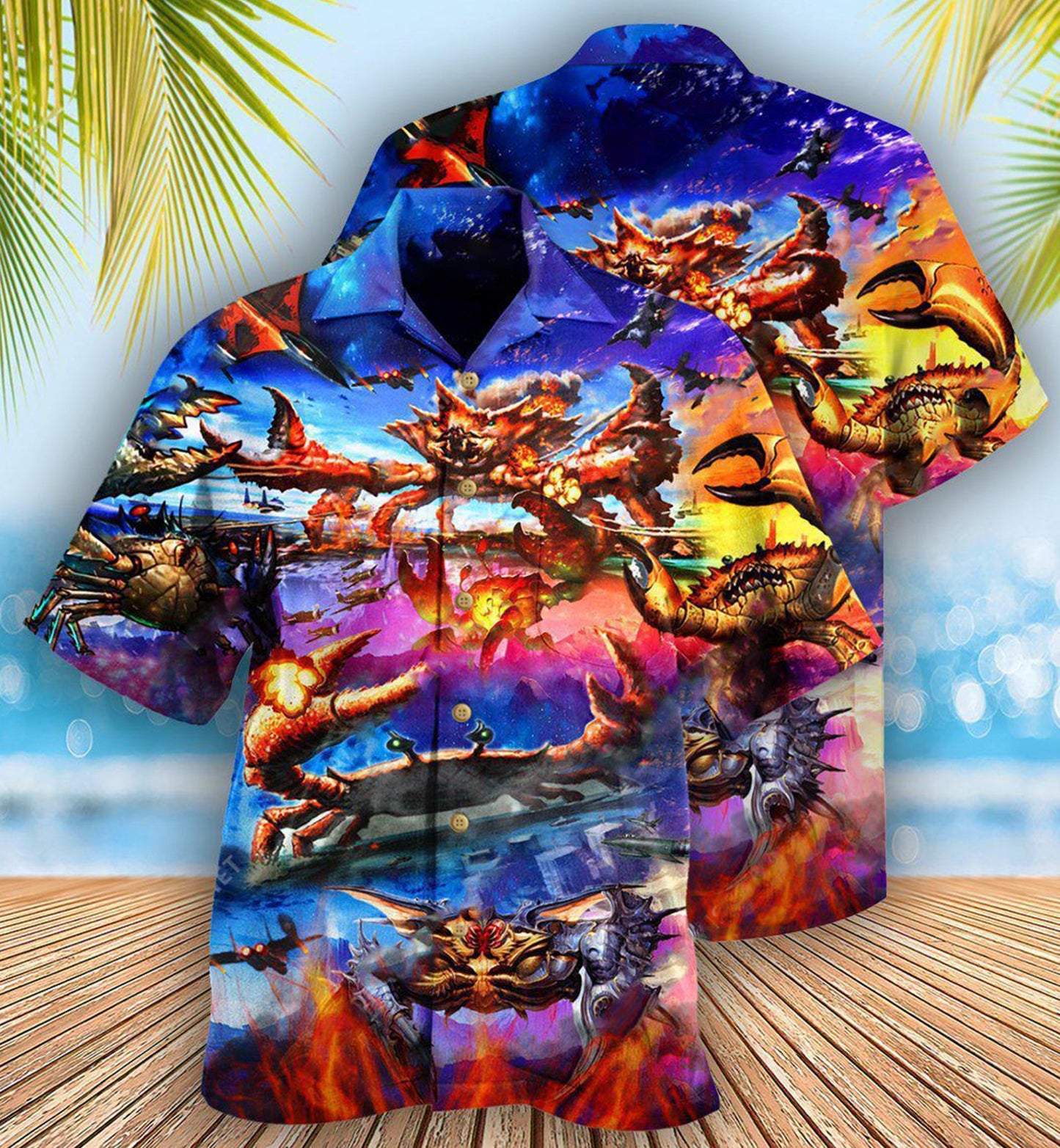 Crab Hawaiian Shirt With Detailed Graphic For Coastal Trips Outdoor Events And Relaxed Summer Wear