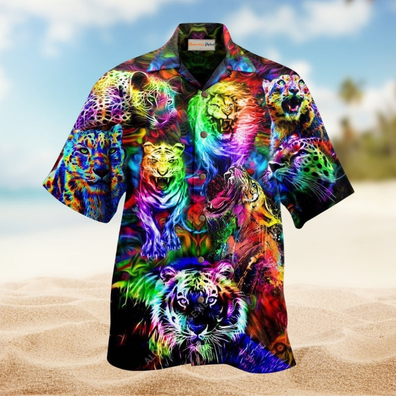 King Of The Jungle Lion Tiger Leopard Hawaiian Shirt For Summer Vacation Beach Travel And Relaxed Casual Wear