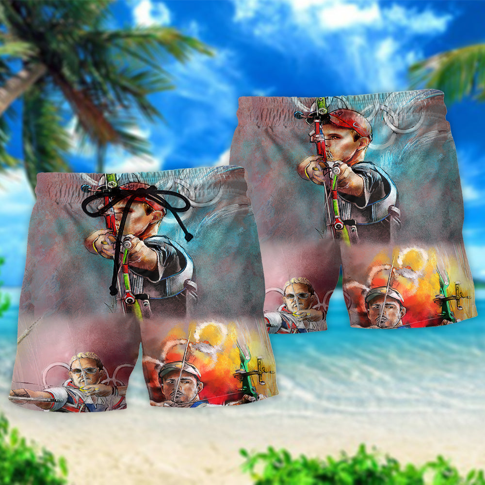 Archery One Shot One Life Motivation Beach Shorts For Sunny Holidays And Comfortable Daily Styling