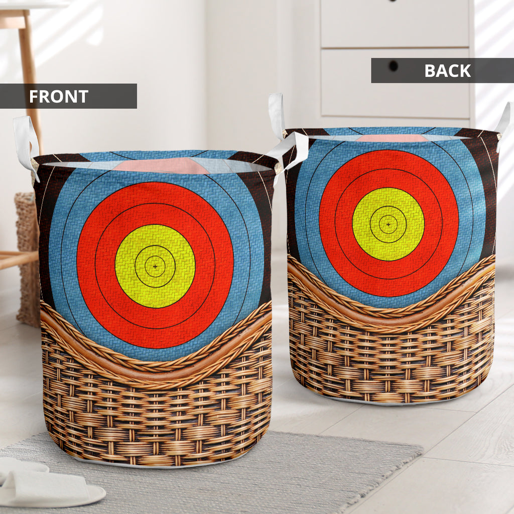 Archery Target Rattan Texture Laundry Basket For Room Home Organizer