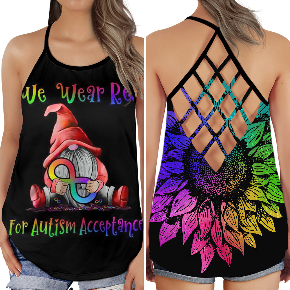 Autism We Wear Red Awareness Hollow Tank Top For Community Events And Positive Support