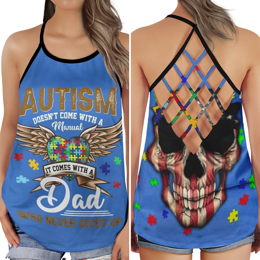Autism Dad Never Give Up Heart Hollow Tank Top For Community Events And Positive Support
