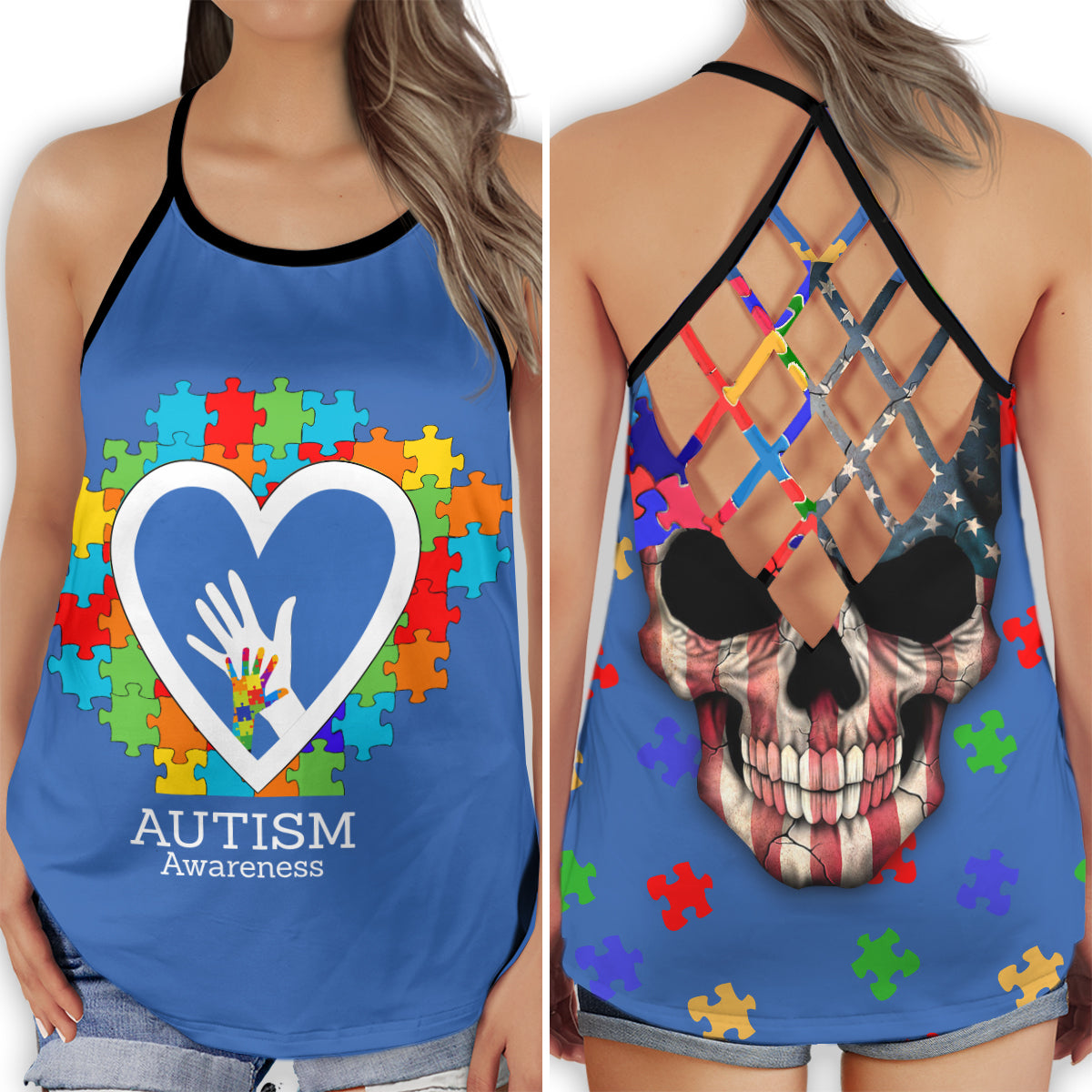 Autism Hands Heart Awareness Hollow Tank Top For Community Events And Positive Support