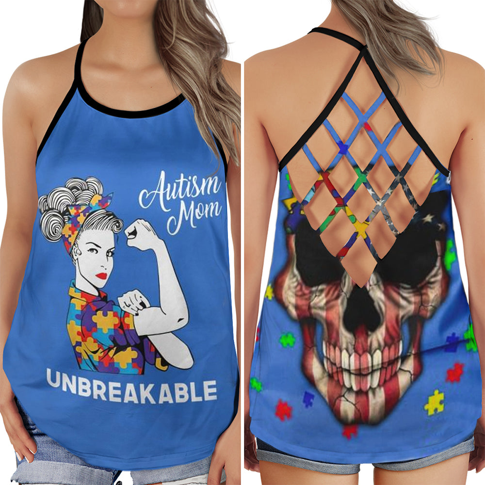 Autism Mom Strong Unbreakable Hollow Tank Top For Community Events And Positive Support