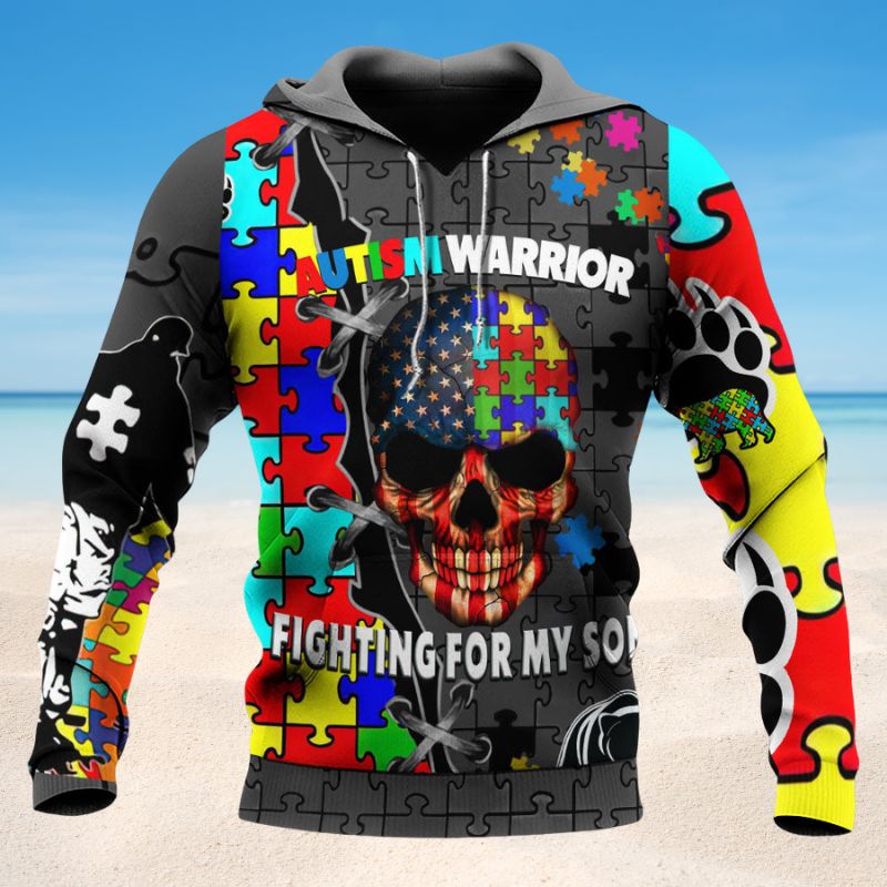 Autism Warrior Support Hoodie For Supportive Everyday Style Seasonal Events And Gifting