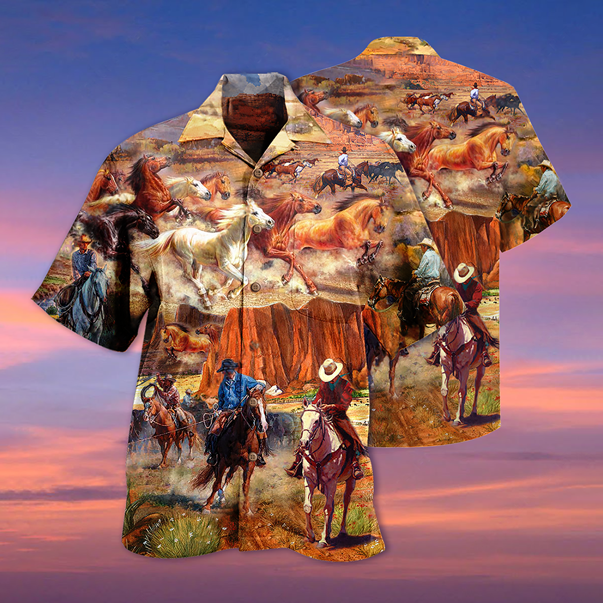 Western Cowboy Freedom Strong Hawaiian Shirt For Vacation Days And Relaxed Coastal Outings