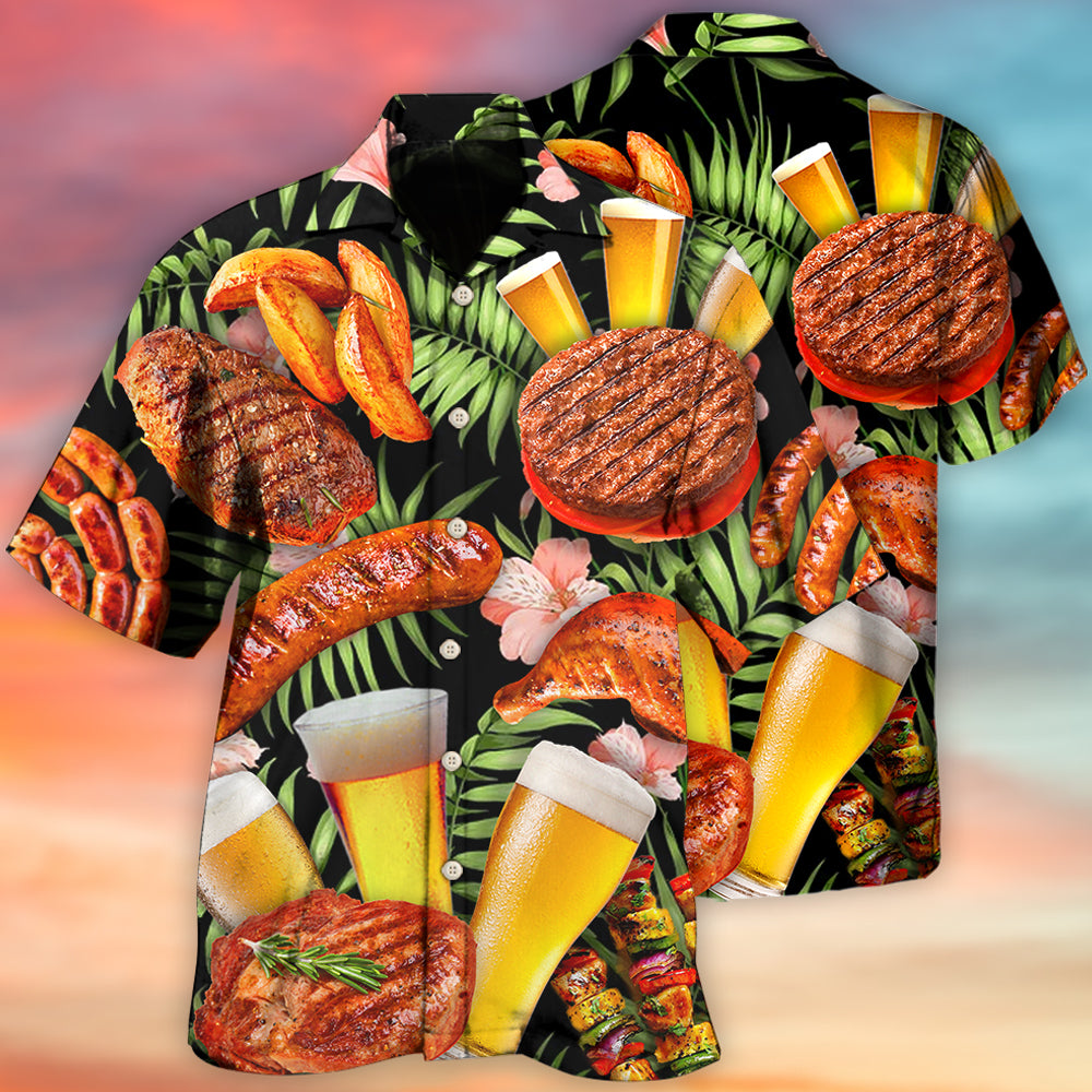 BBQ Beer Party Hawaiian Shirt For Tropical Holidays, Outdoor Gatherings, And Everyday Comfort