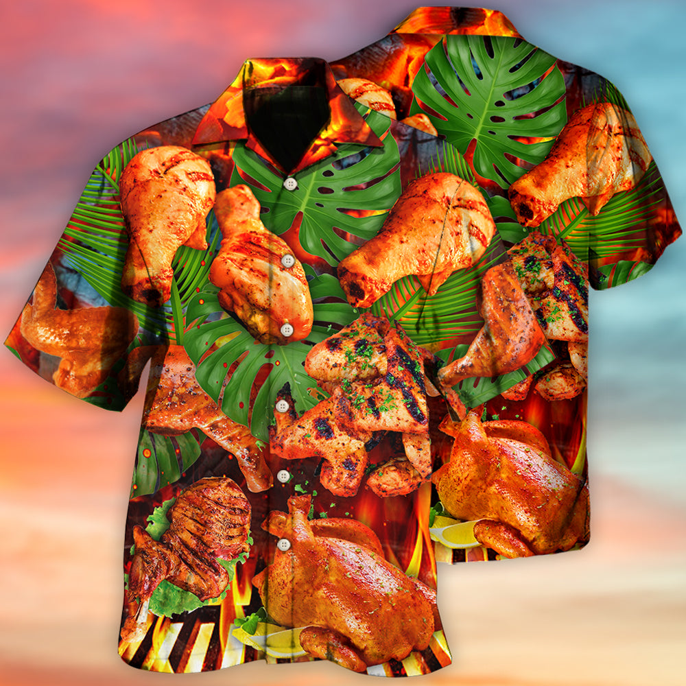 BBQ Chicken Grilling Food Hawaiian Shirt For Hobby Lovers, Coastal Trips, And Relaxed Everyday Wear