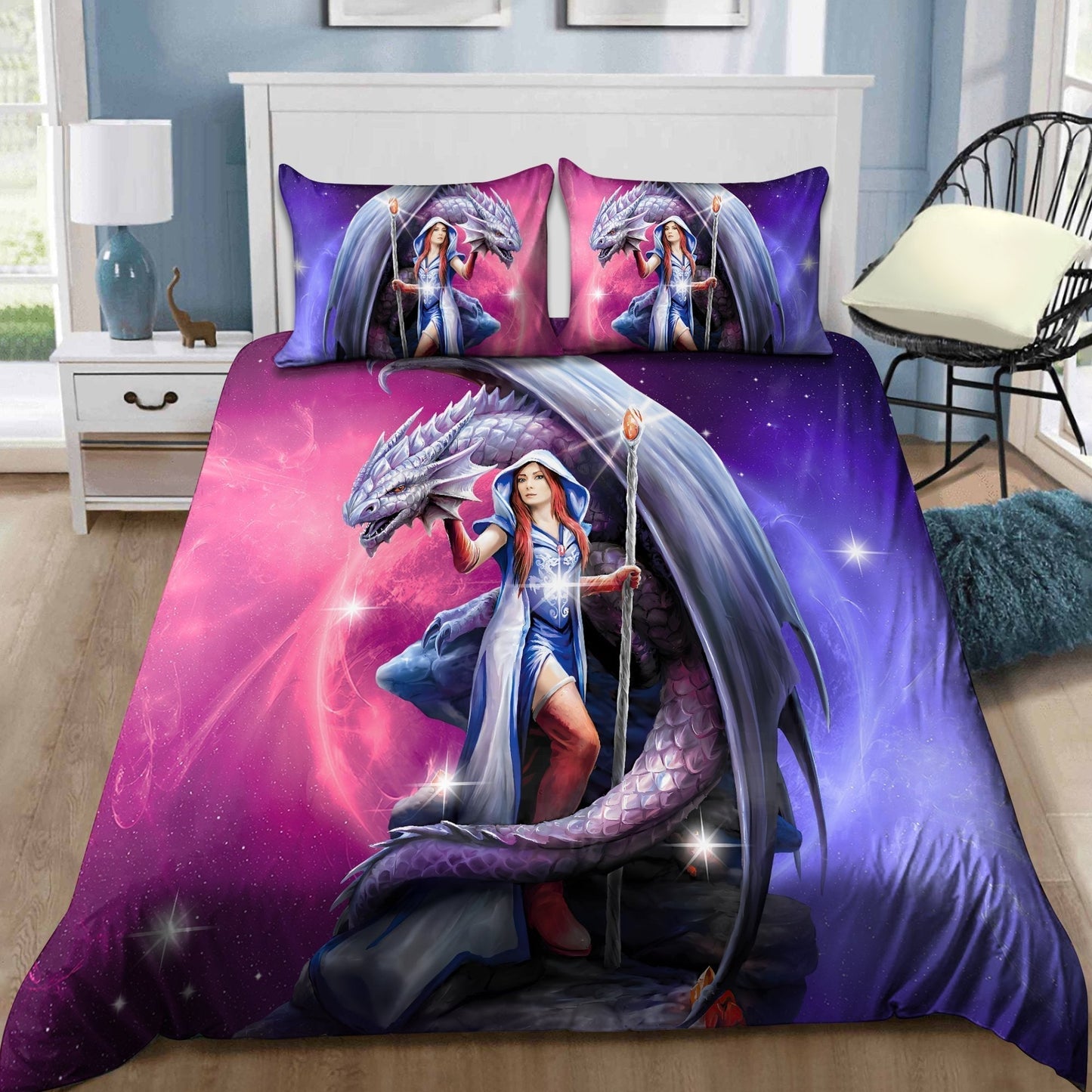 Dragon And Maiden Fantasy Bedding Cover For Fantasy Bedroom Decor