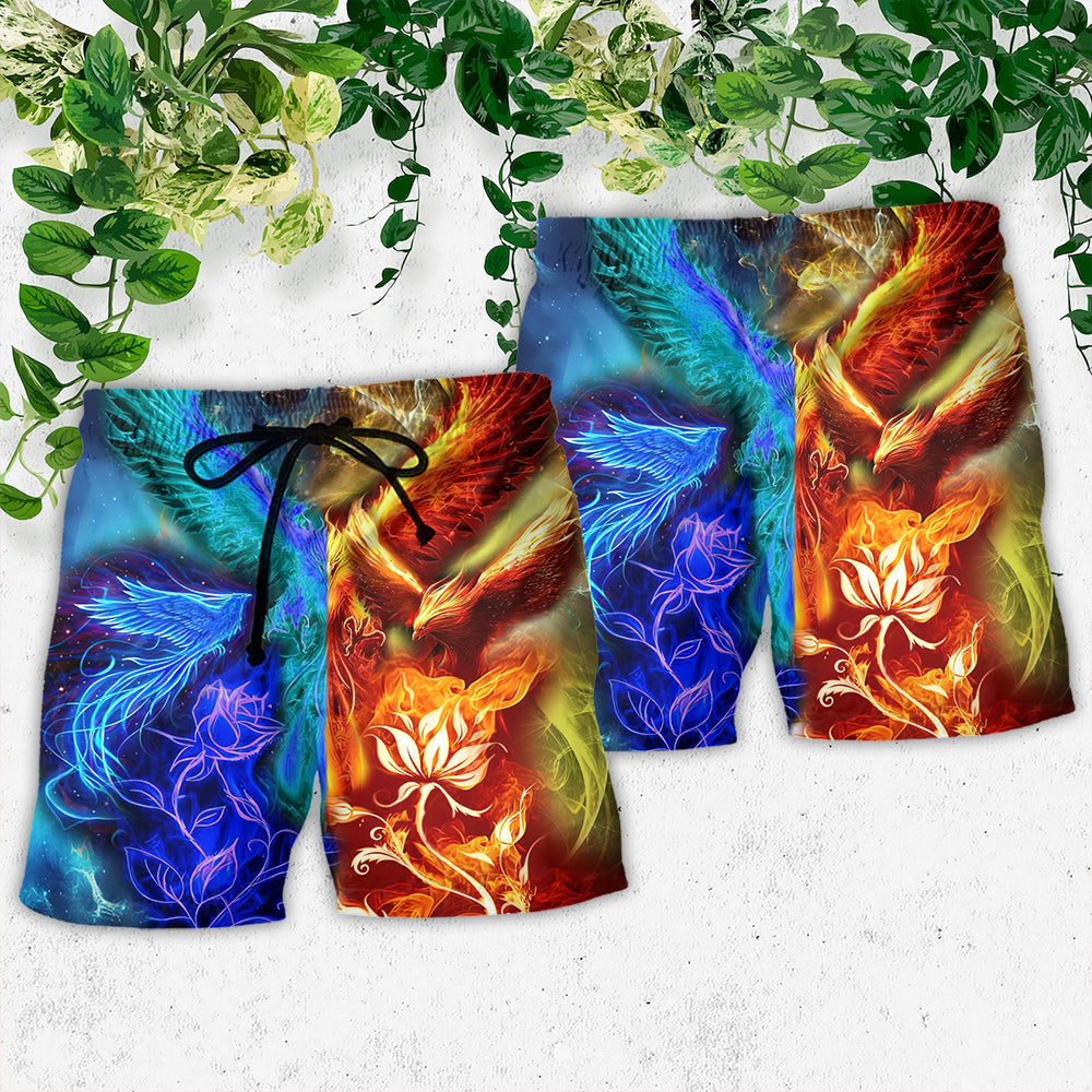 Phoenix Symbol Of Rebirth Fantasy Beach Shorts Print Detail For Beach Activities And Vacation Wear
