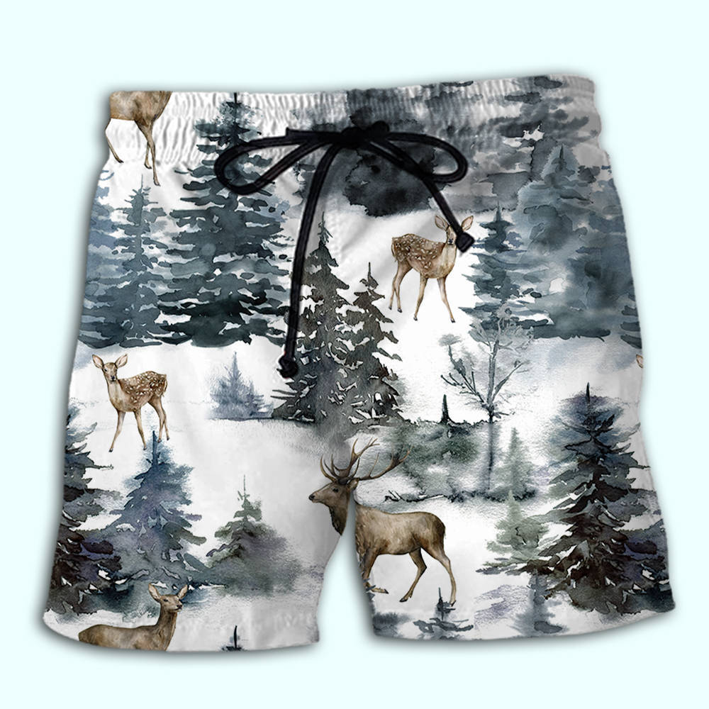 Deer Forest Nature Beach Shorts Design View For Summer Events And Coastal Getaways