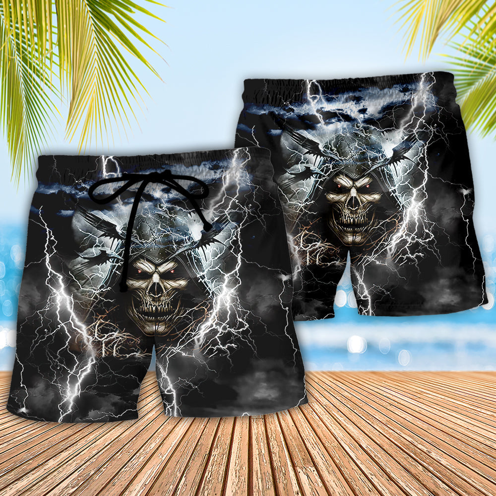 Skull Beach Shorts Pattern Detail For Seaside Leisure And Laid Back Styling