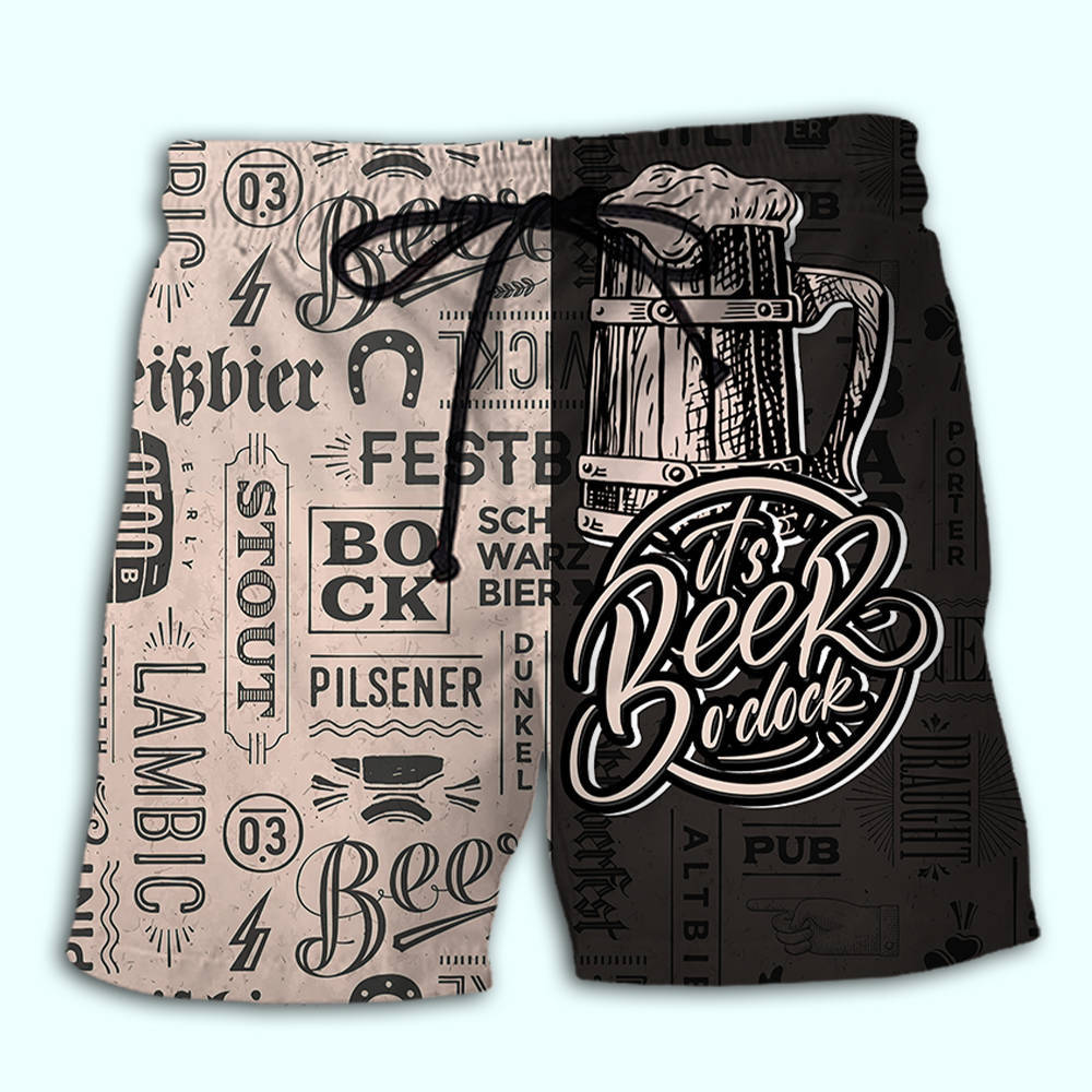 Beer Lover Fun Quote Beach Shorts Pattern View For Vacation Travel And Outdoor Fun