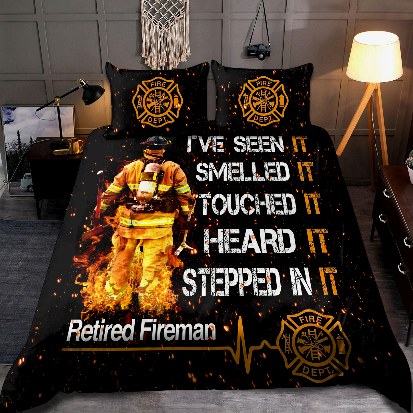 Retired Firefighter Bedding Cover For Firefighter Bedroom Decor