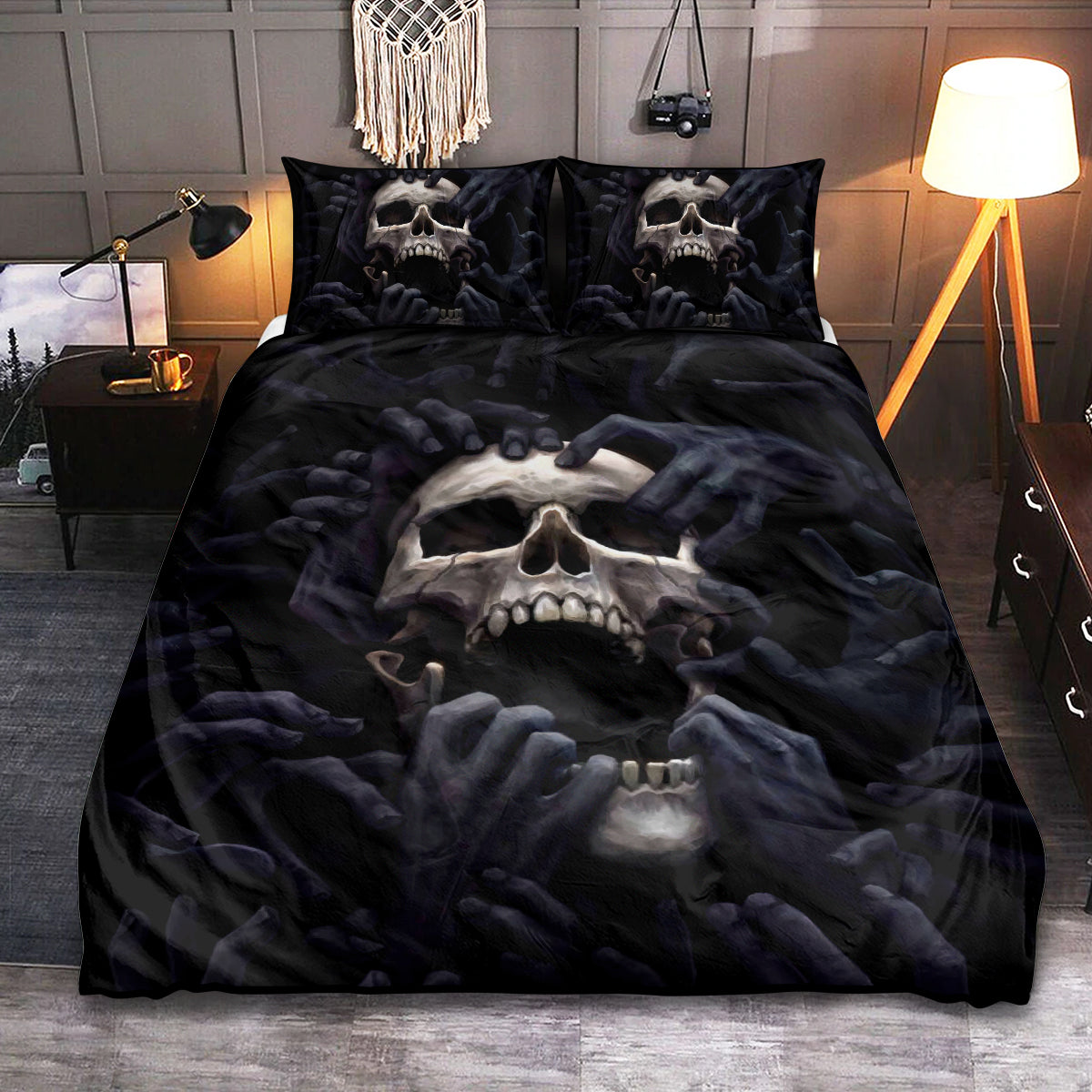 Dark Skull Love Bedding Cover For Gothic Bedroom Decor
