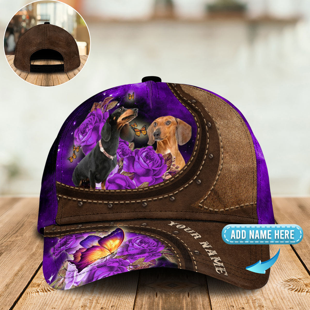 Baby Dachshund Rose Butterfly Personalized Classic Cap For Seasonal Outings Outdoor Adventures And Daily Wear