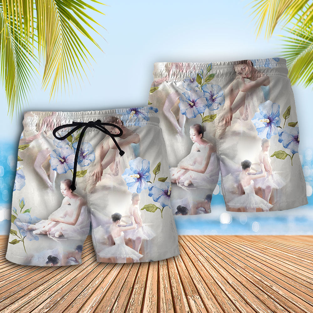 Ballet Dance Floral Elegance Beach Shorts Design View For Summer Events And Coastal Getaways