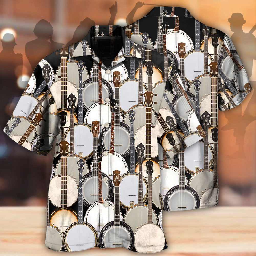 Music Banjo Hawaiian Shirt Pattern Detail For Vacation Travel And Daily Wear