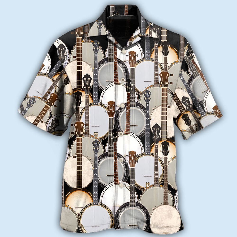 Banjo Music Pattern Hawaiian Shirt For Resort Trips, Coastal Parties, And Warm Weather Style