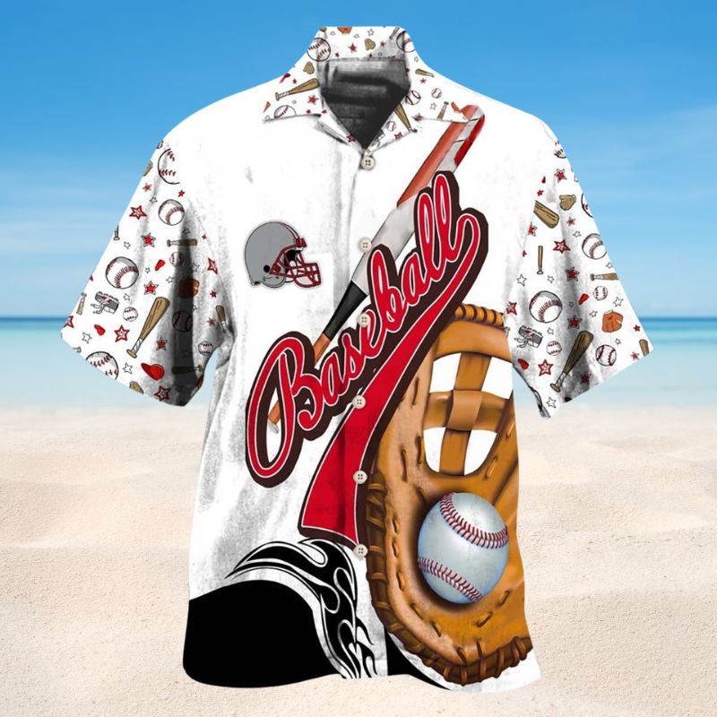 Baseball Game Graphic Hawaiian Shirt For Resort Trips, Coastal Parties, And Warm Weather Style