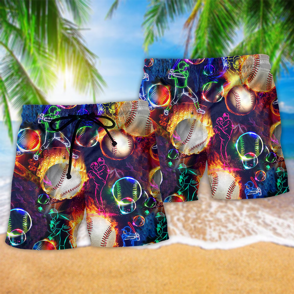 Classic Baseball Beach Shorts Pattern Detail For Casual Summer Plans And Laid Back Daily Wear