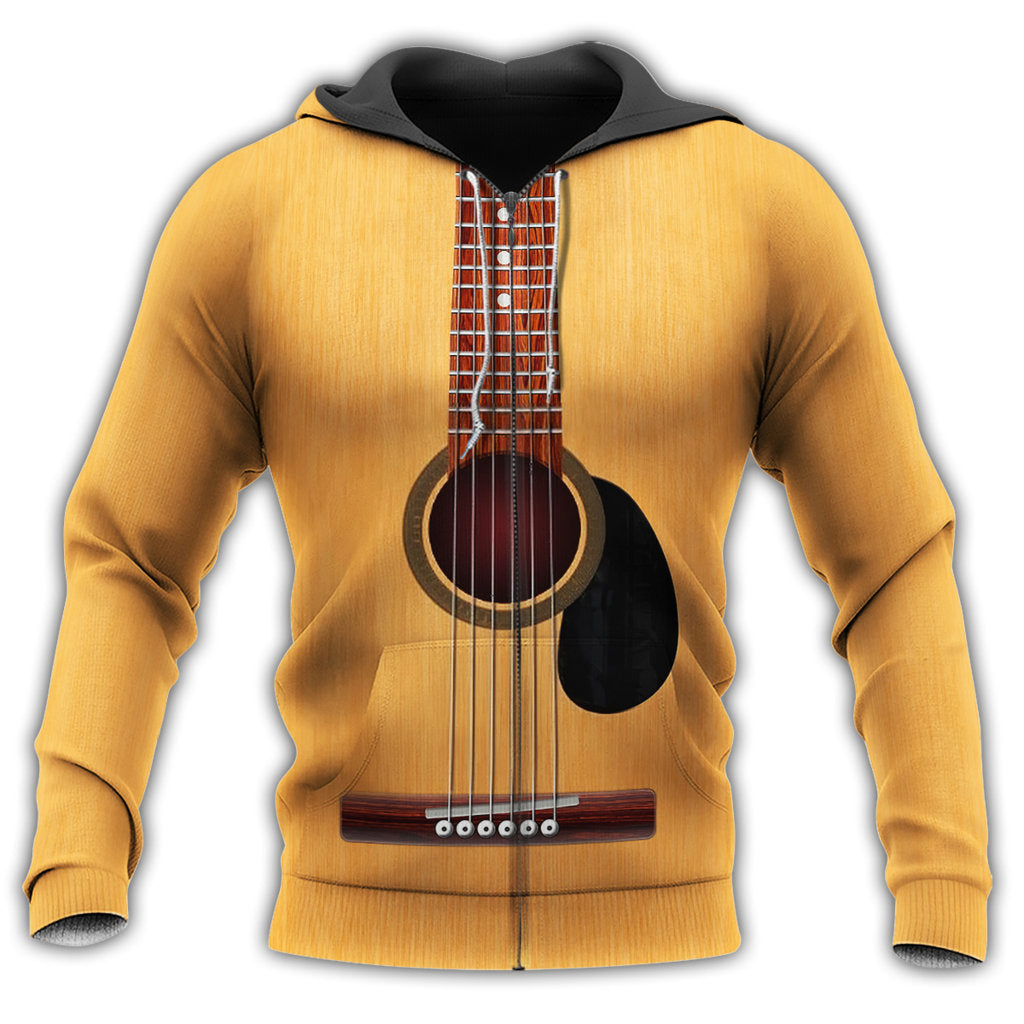 Yellow Basic Guitar Hoodie For Concert Days Travel Adventures And Casual Layering