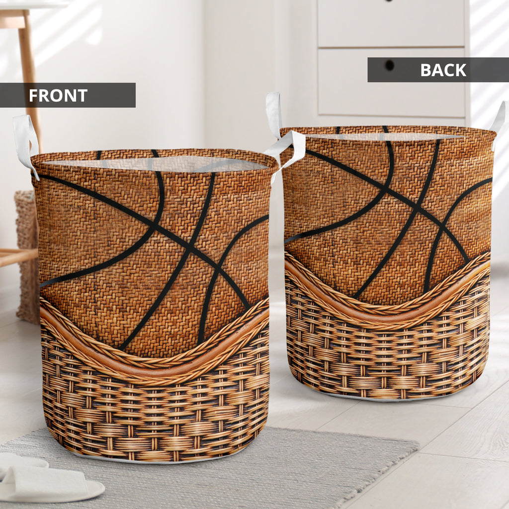 Basketball Rattan Texture Lovely Style Laundry Basket For Nursery Dorm And Home Storage