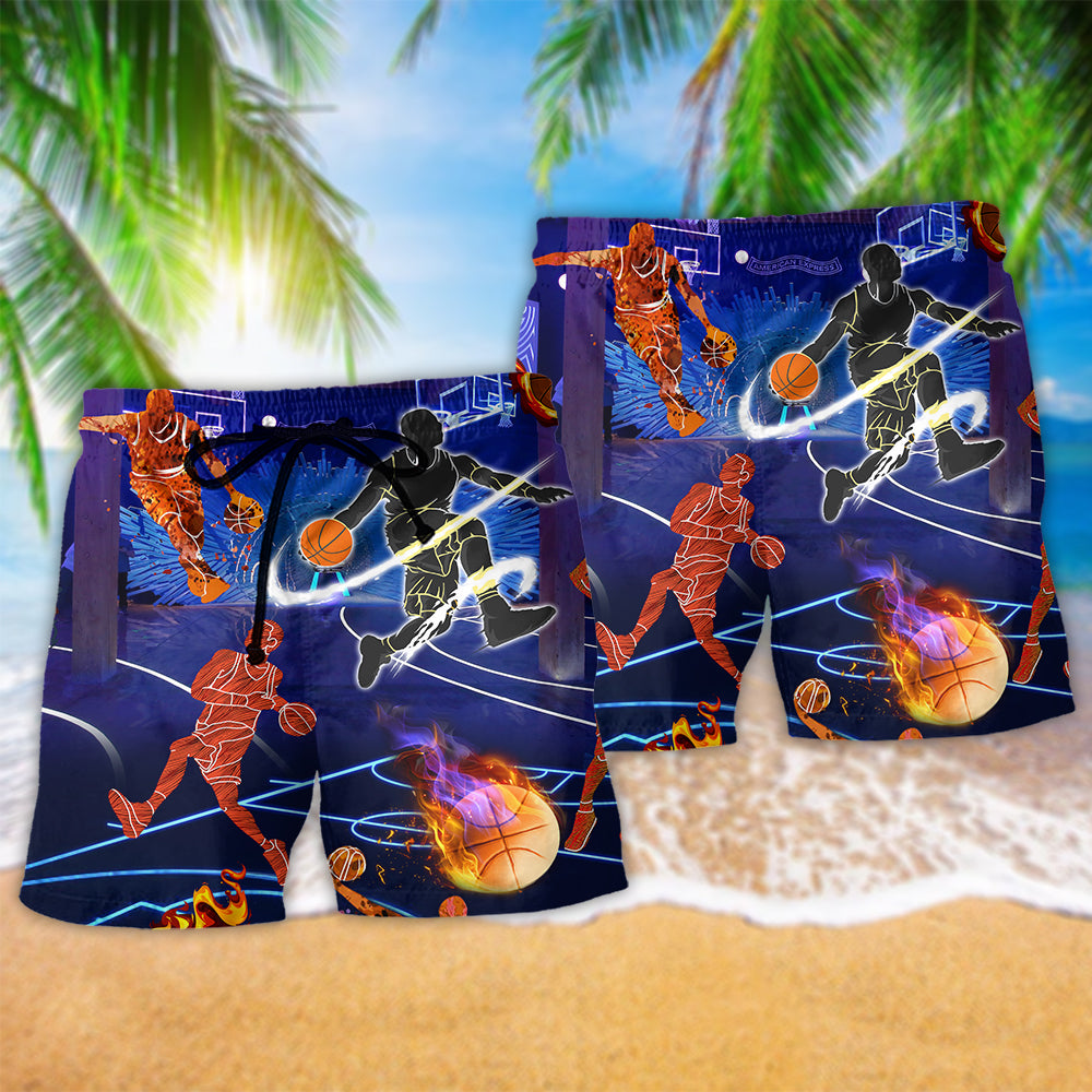 Basketball Is In My DNA Statement Beach Shorts Pattern Detail For Relaxed Warm Weather Outfits