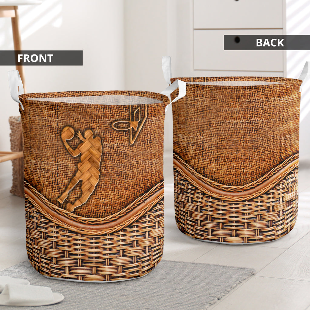 Basketball Male Rattan Texture Laundry Basket For Nursery Dorm And Home Storage