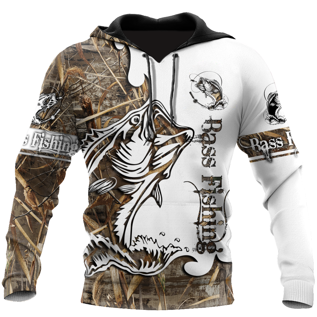 Bass Fishing Camo Sport Hoodie For River Adventures Outdoor Events And Everyday Style