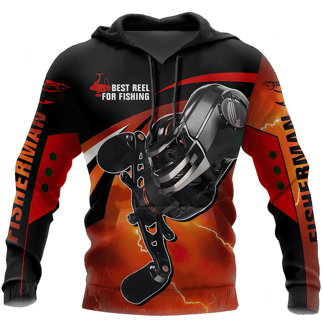 Bass Fishing Spinning Reels Hoodie For Lakeside Adventures Casual Streetwear And Seasonal Travel