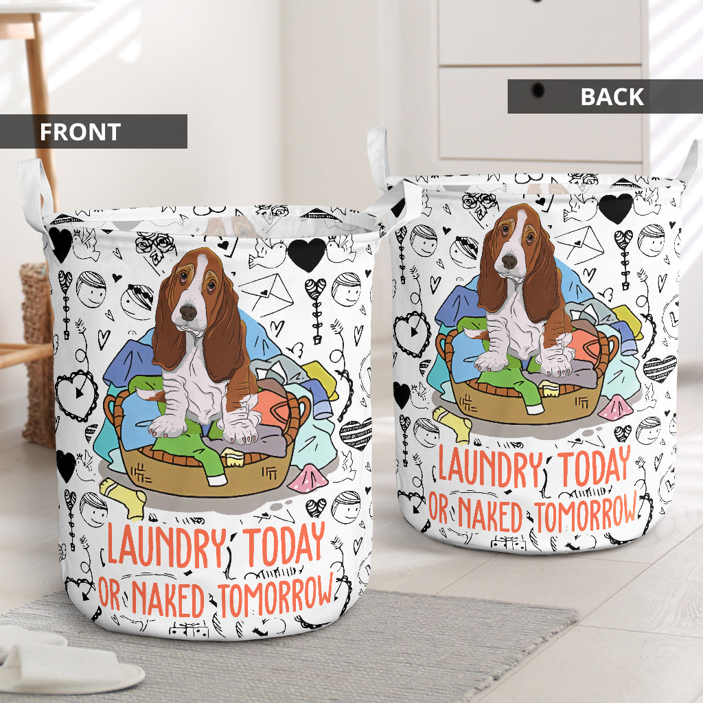 Basset Hound Dog Love Pattern Laundry Basket For Nursery Dorm And Home Storage