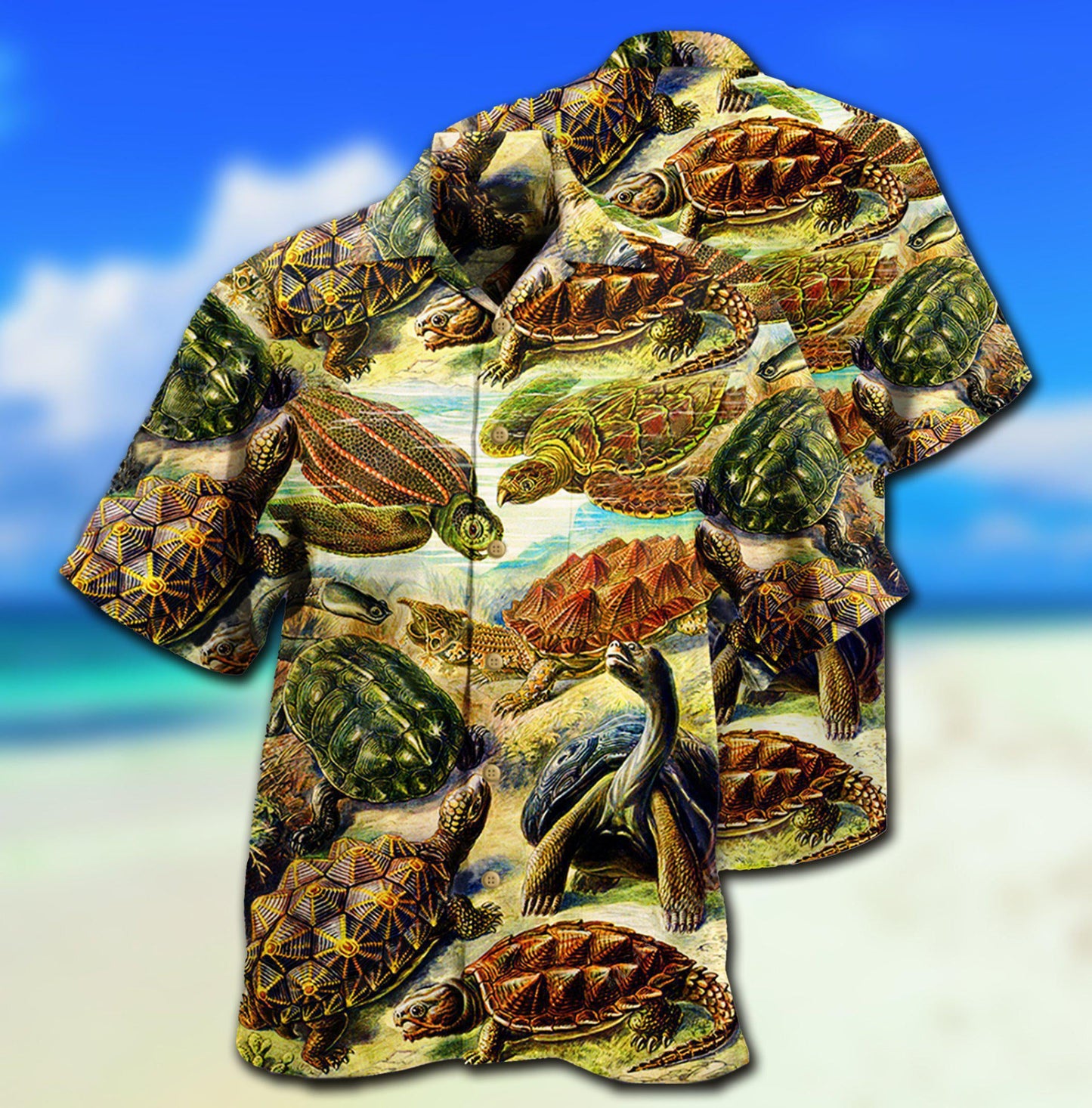 Turtle Afraid Slowly Beach Hawaiian Shirt Design Detail For Sunny Adventures And Casual Wear