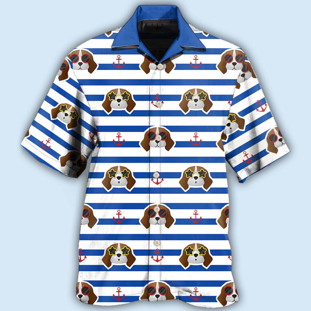 Cute Beagle Anchor Hawaiian Shirt For Coastal Travel, Casual Events, And Comfortable Summer Wear