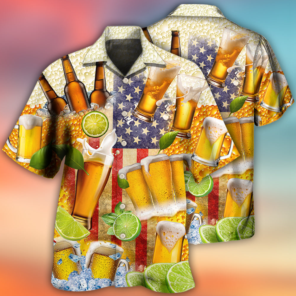 Patriotic Beer Independence Hawaiian Shirt For Patriotic Events, Summer Travel, And Casual Outdoor Wear