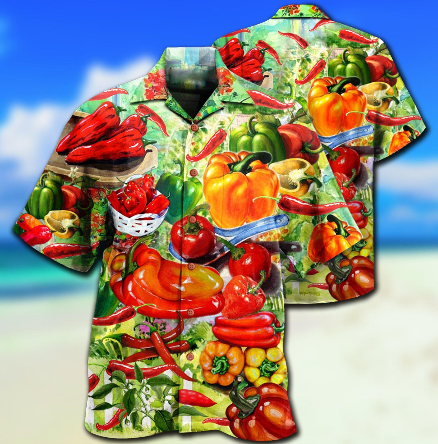 Fruit Chili Bell Pepper Hawaiian Shirt For Summer Vacation And Beach Travel