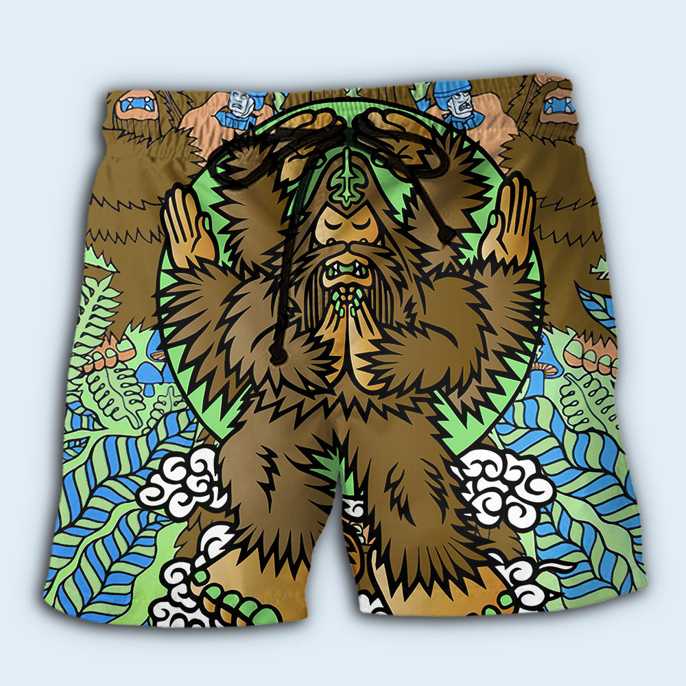 Bigfoot Funny Mystery Beach Shorts Design View For Poolside Relaxation And Holiday Trips